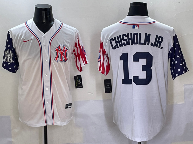 Men 2025  MLB New York Yankees #13 Chisholm Jr white jersey style 6